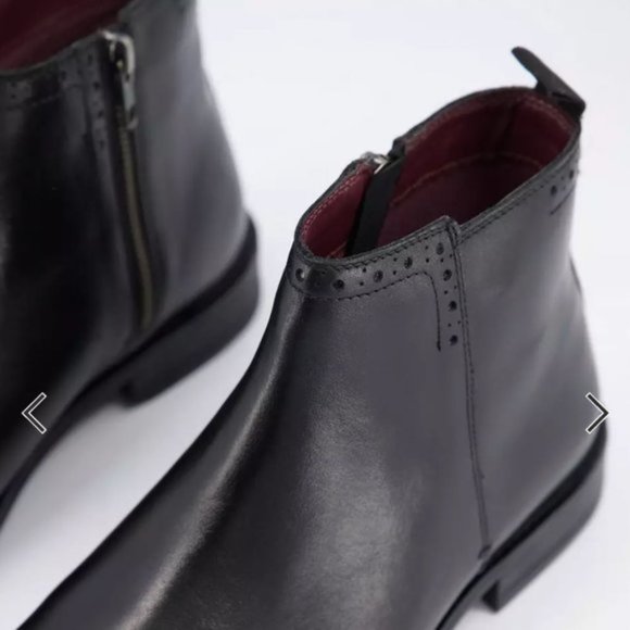 Silver Street Leather Boots Men's Size 8 Wide Fit Black Flat Brogue Style NEW - Picture 8 of 14